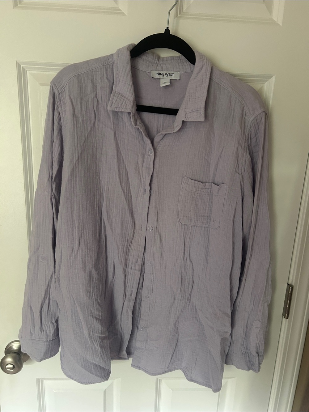 Nine West Light Lavender Button-Down Women's Cotton Shirt